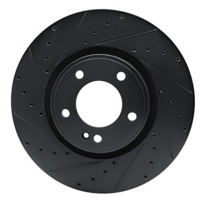 Mercedes-Benz G550 Brake Rotor (1) - Front Left - R1 Concepts - Drilled & Slotted - Black - `19-`25
